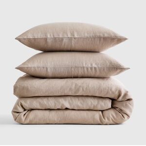 NWT Quince European Linen King Duvet Cover Set in Toffee